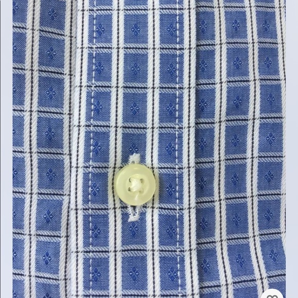 Nieman Marcus Men Long Sleeve Dress Shirt Blue White Check Medium Cotton - Picture 4 of 10